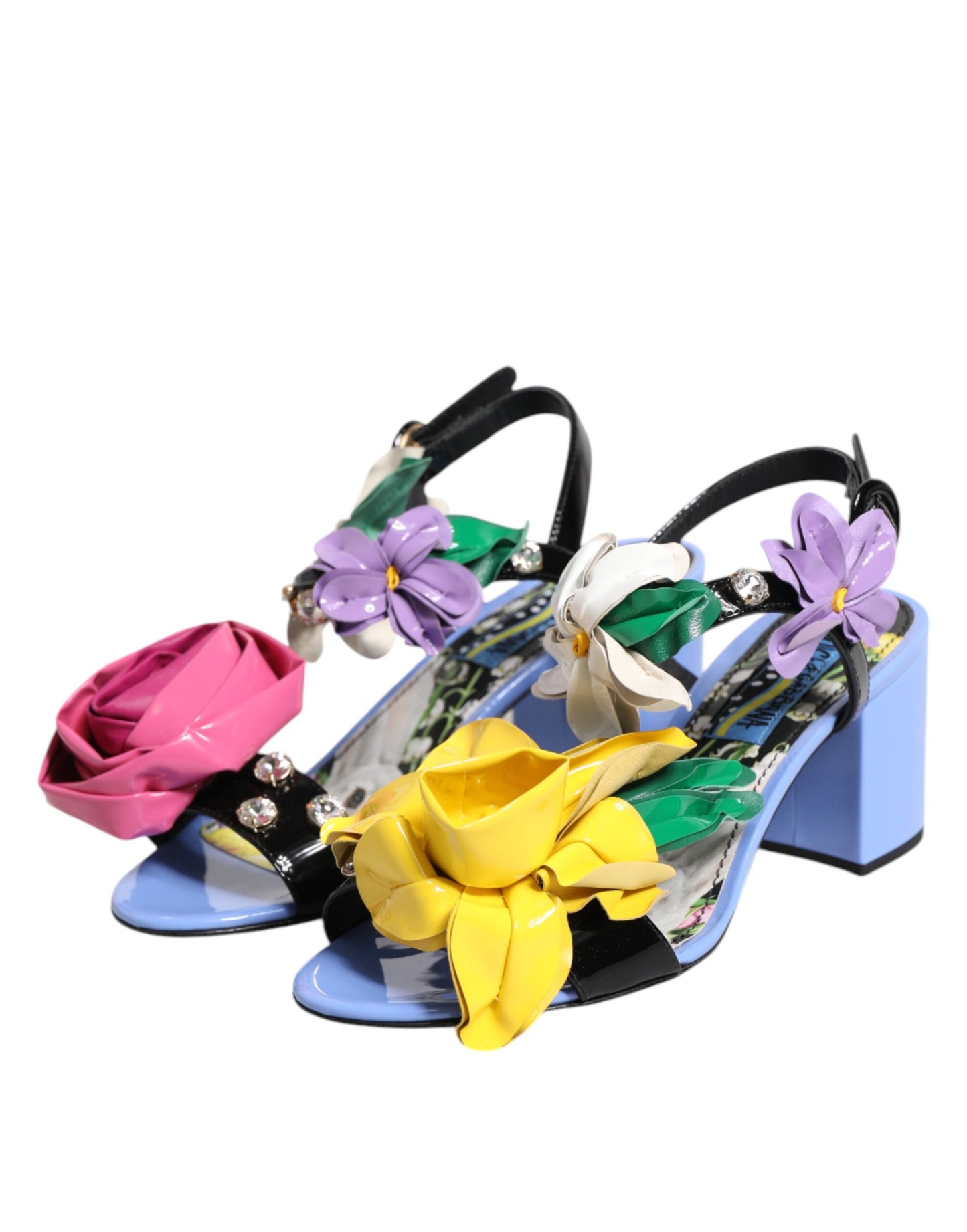 Dolce &amp; Gabbana Multicolor Floral Crystal KEIRA Sandals Shoes