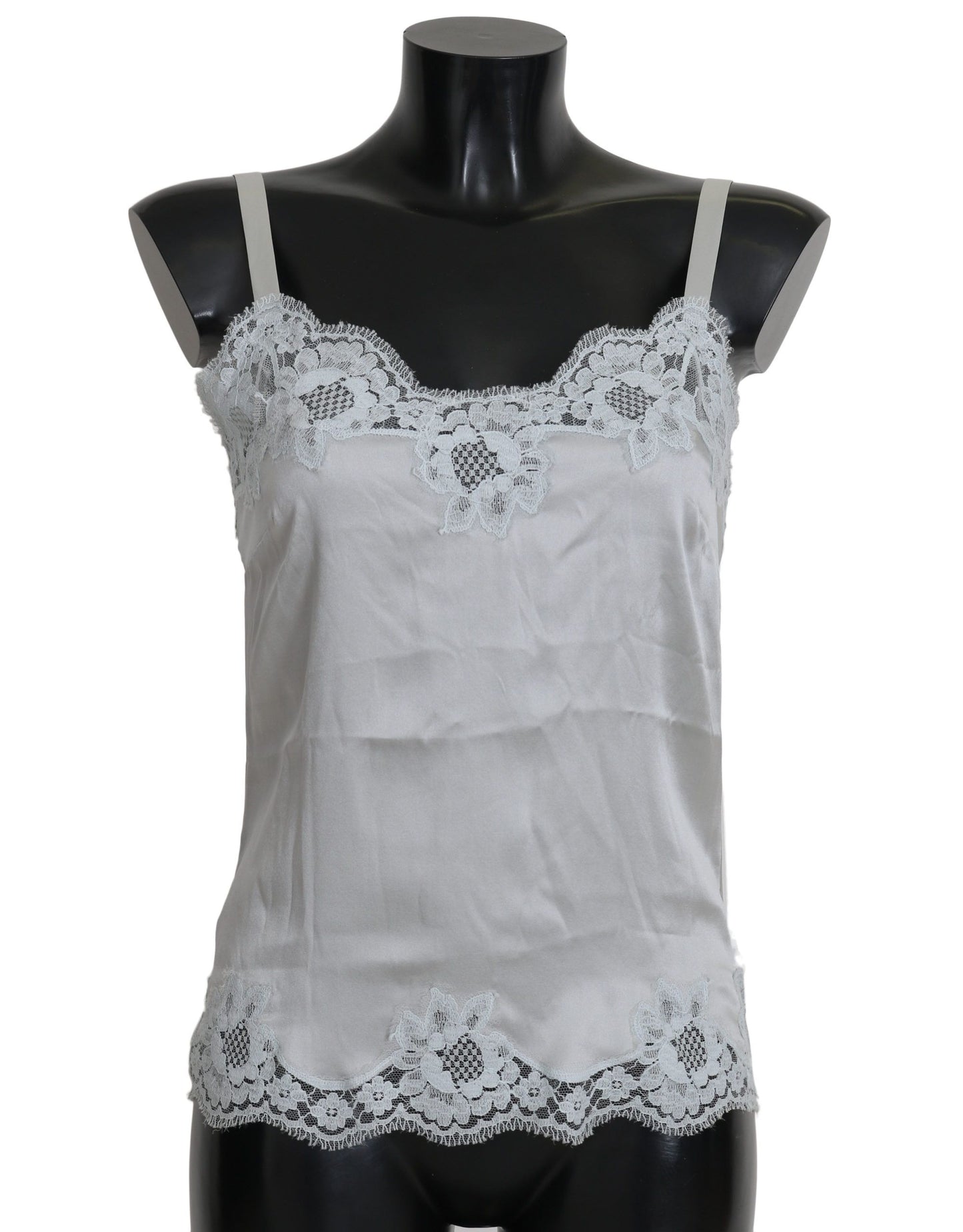 Dolce &amp; Gabbana Vestido camisero de encaje floral elástico de seda