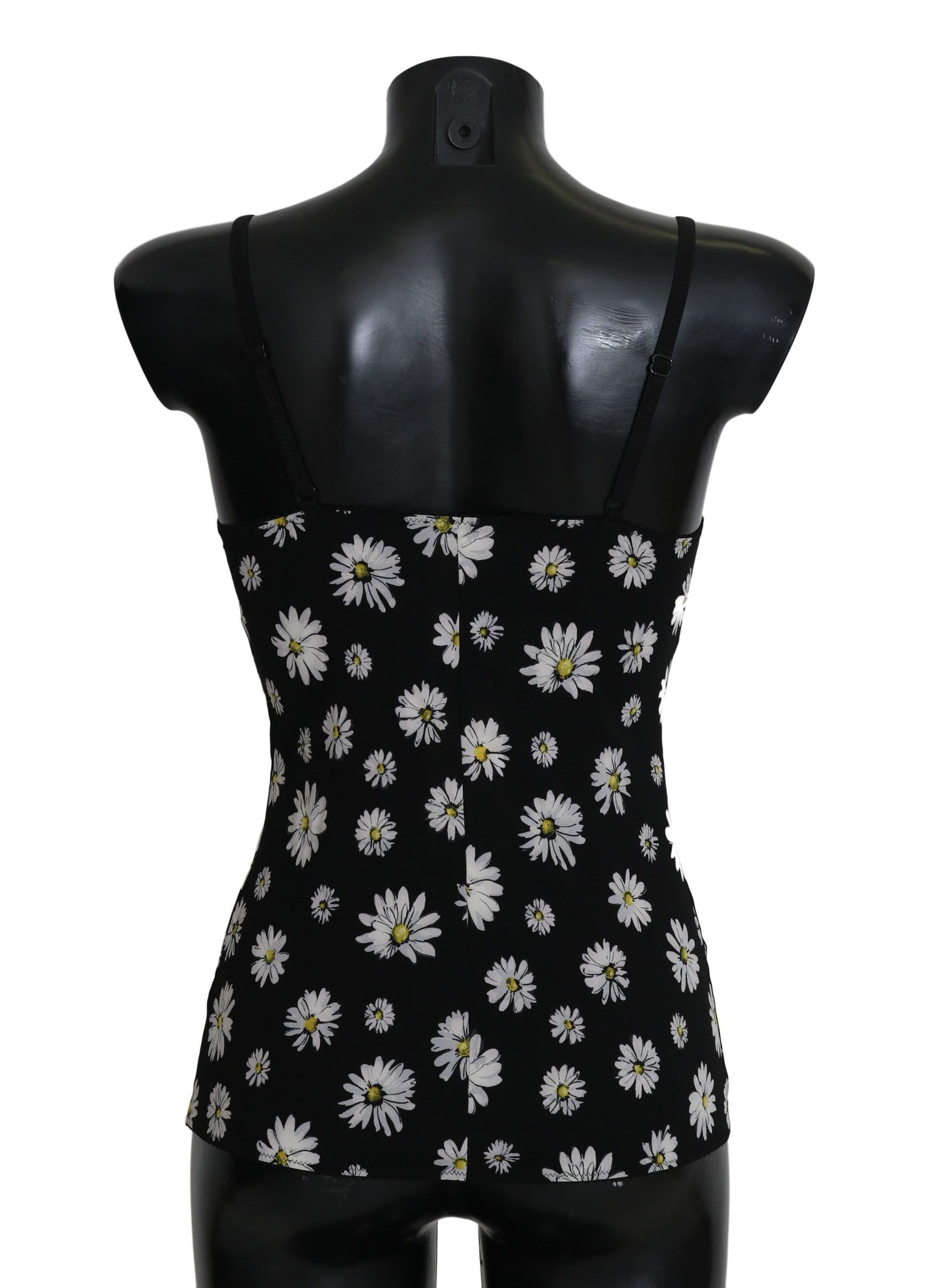 Dolce &amp; Gabbana Elegante vestido camisero de encaje floral con margaritas negras
