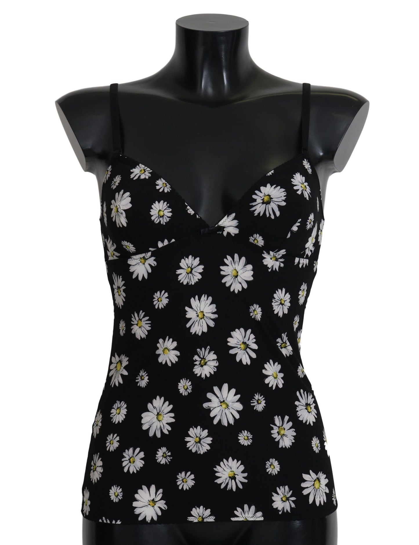Dolce &amp; Gabbana Elegante vestido camisero de encaje floral con margaritas negras