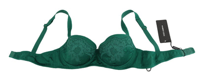 Dolce &amp; Gabbana Encantador sujetador de seda con encaje floral verde