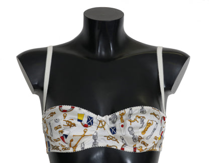 Dolce &amp; Gabbana Sujetador elástico con estampado marinero blanco elegante