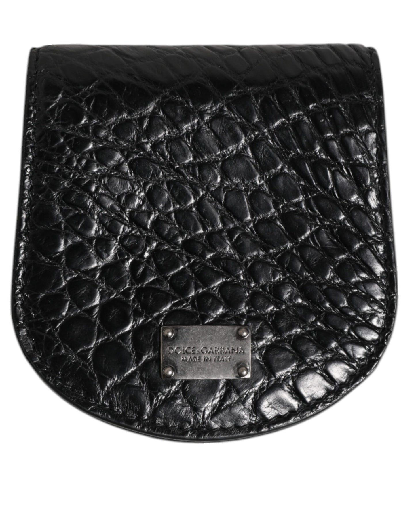 Dolce & Gabbana Black Exotic Skin Coin Condom Case Holder Pocket Wallet