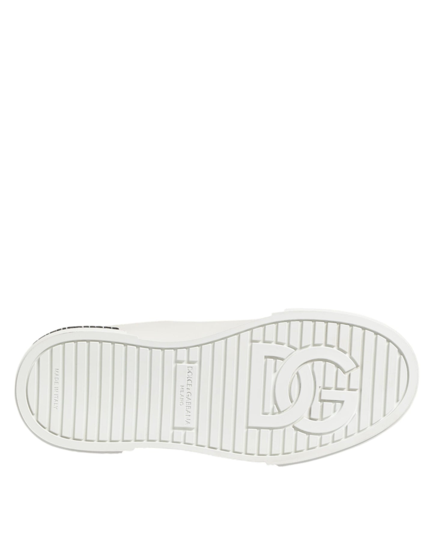 Dolce & Gabbana Black White Leather Portofino Sneaker Shoes