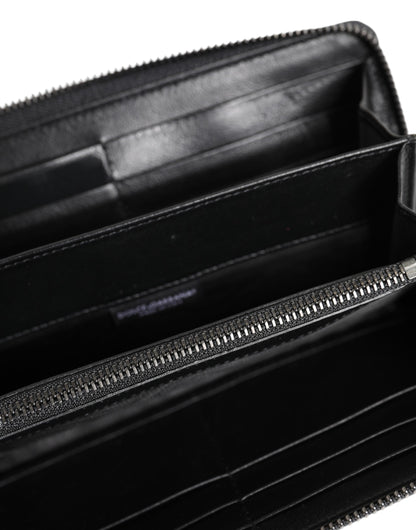 Dolce & Gabbana Black Blue Exotic Leather Men Continental Clutch Wallet