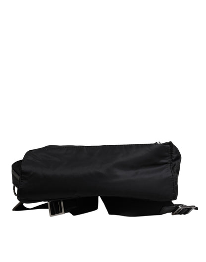 Dolce & Gabbana Black Logo Tape Polyamide School Travel Backpack Men Bag