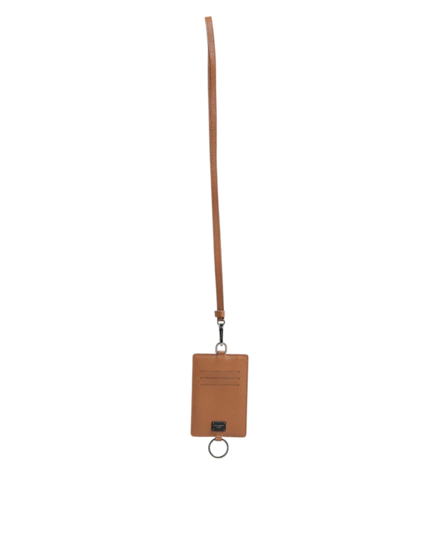 Dolce & Gabbana Dark Brown Leather Lanyard Logo Card Holder Men Wallet