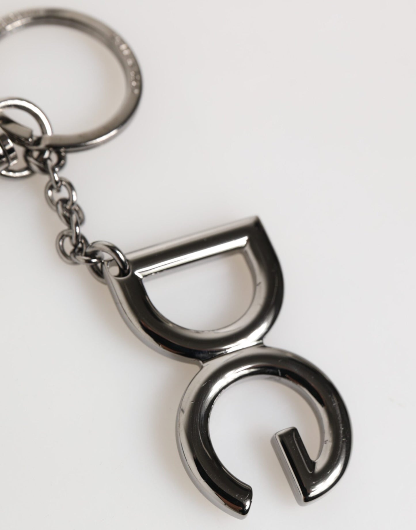 Dolce & Gabbana Silver Brass DG Logo Metal Keychain Holder Men Keyring