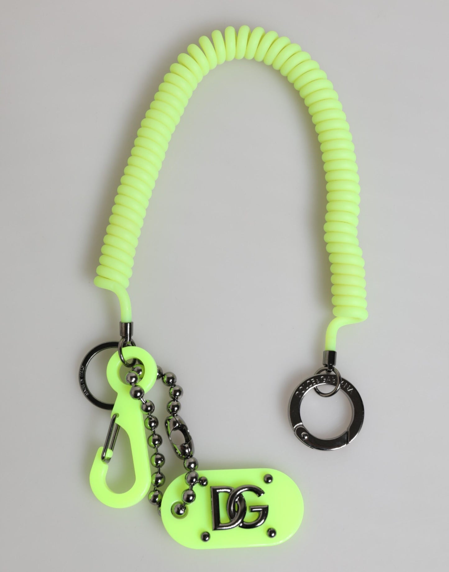 Dolce & Gabbana Green Springy Key Holder DG Logo Men's Keychain