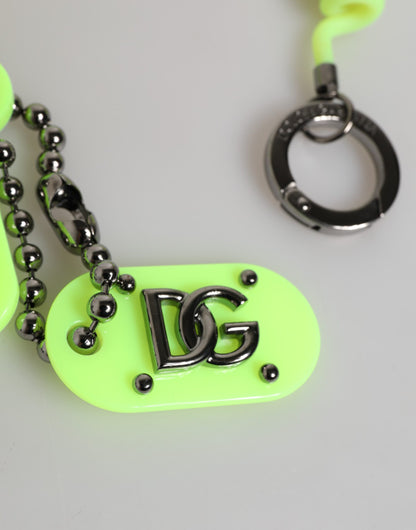 Dolce & Gabbana Green Springy Key Holder DG Logo Men's Keychain