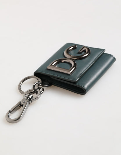 Dolce & Gabbana Dark Green Leather DG Logo Coin Purse Bag Charm Wallet