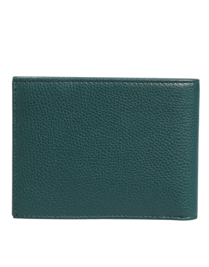 Dolce & Gabbana Green Leather DG Logo Engrave Bifold Card Holder Wallet