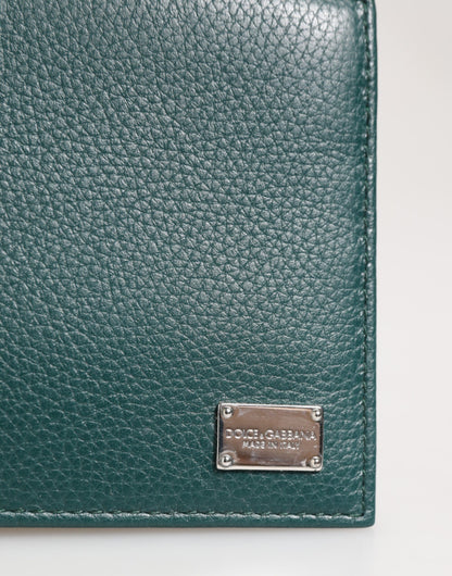 Dolce & Gabbana Green Leather DG Logo Plaque Bifold Men Card Holder Wallet