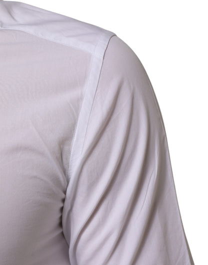 Dolce & Gabbana White Cotton GOLD Formal Men Longsleeves Shirt