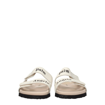 Palm Angels Beige Leather Slippers Sandals