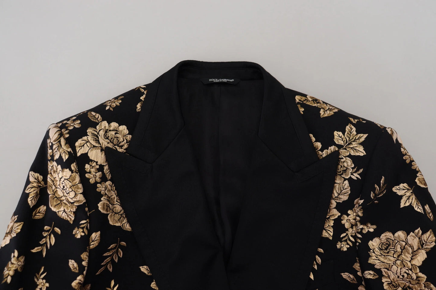 Dolce & Gabbana Gold Black Floral Embroidered Jacket Blazer