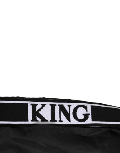 Dolce & Gabbana Black Nylon KING Sideband Men Boxer Shorts Swimwear