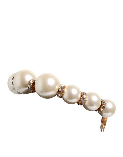 Dolce & Gabbana Gold Pearl Crystal Embellished Tiara Hair Accessory Headband