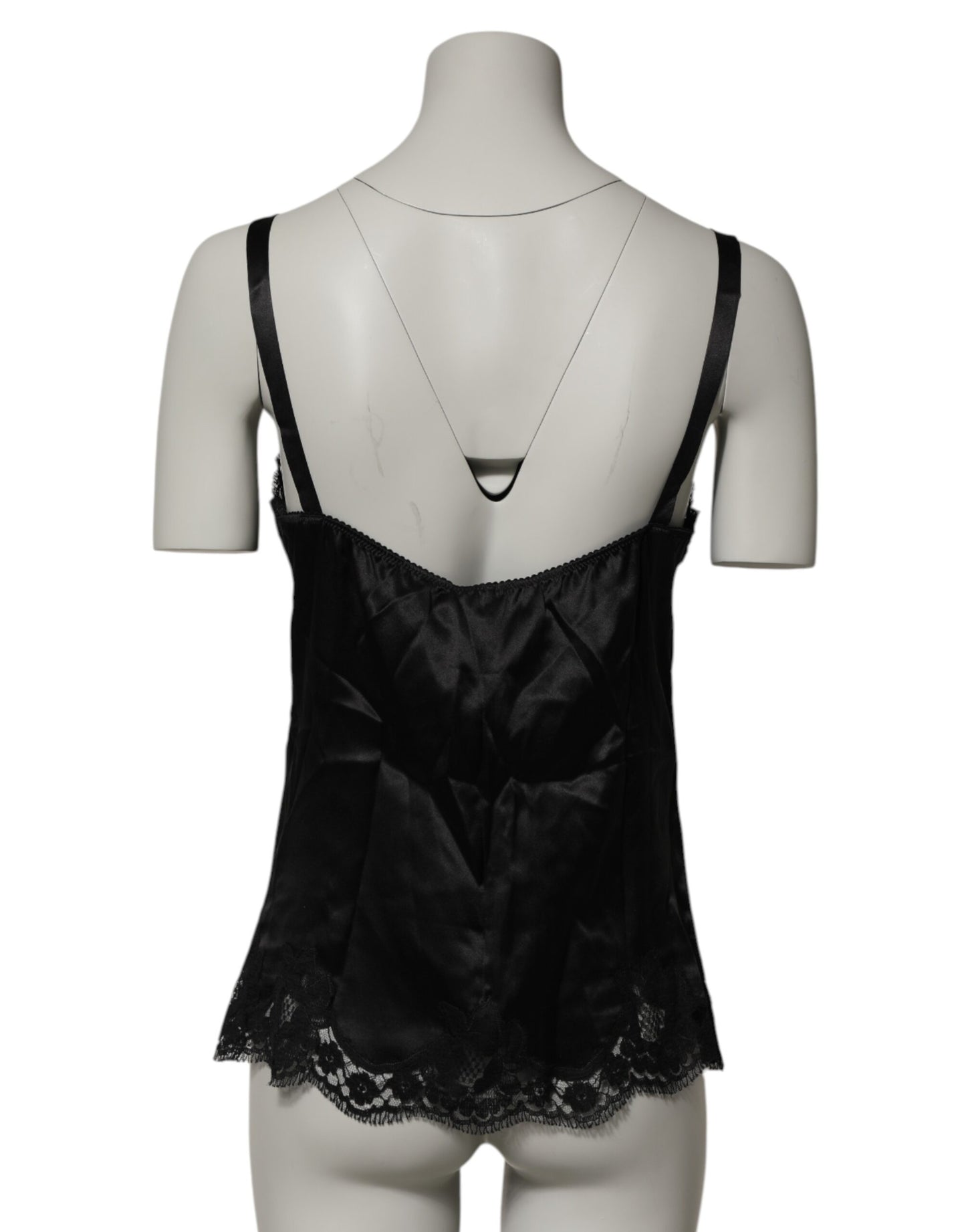 Dolce & Gabbana Black Silk Floral Lace Tank Lingerie Top Underwear