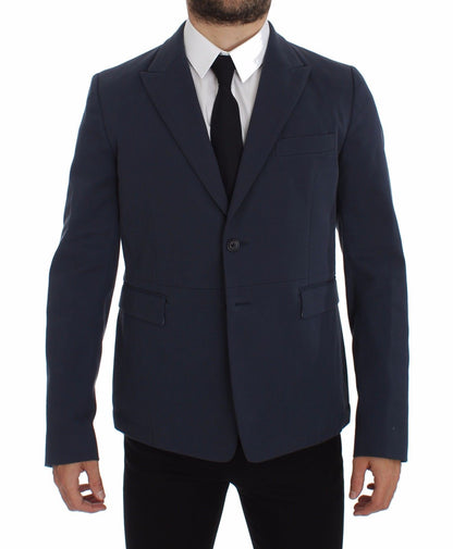 Dolce &amp; Gabbana Elegant Blue Cotton Stretch Blazer Jacket