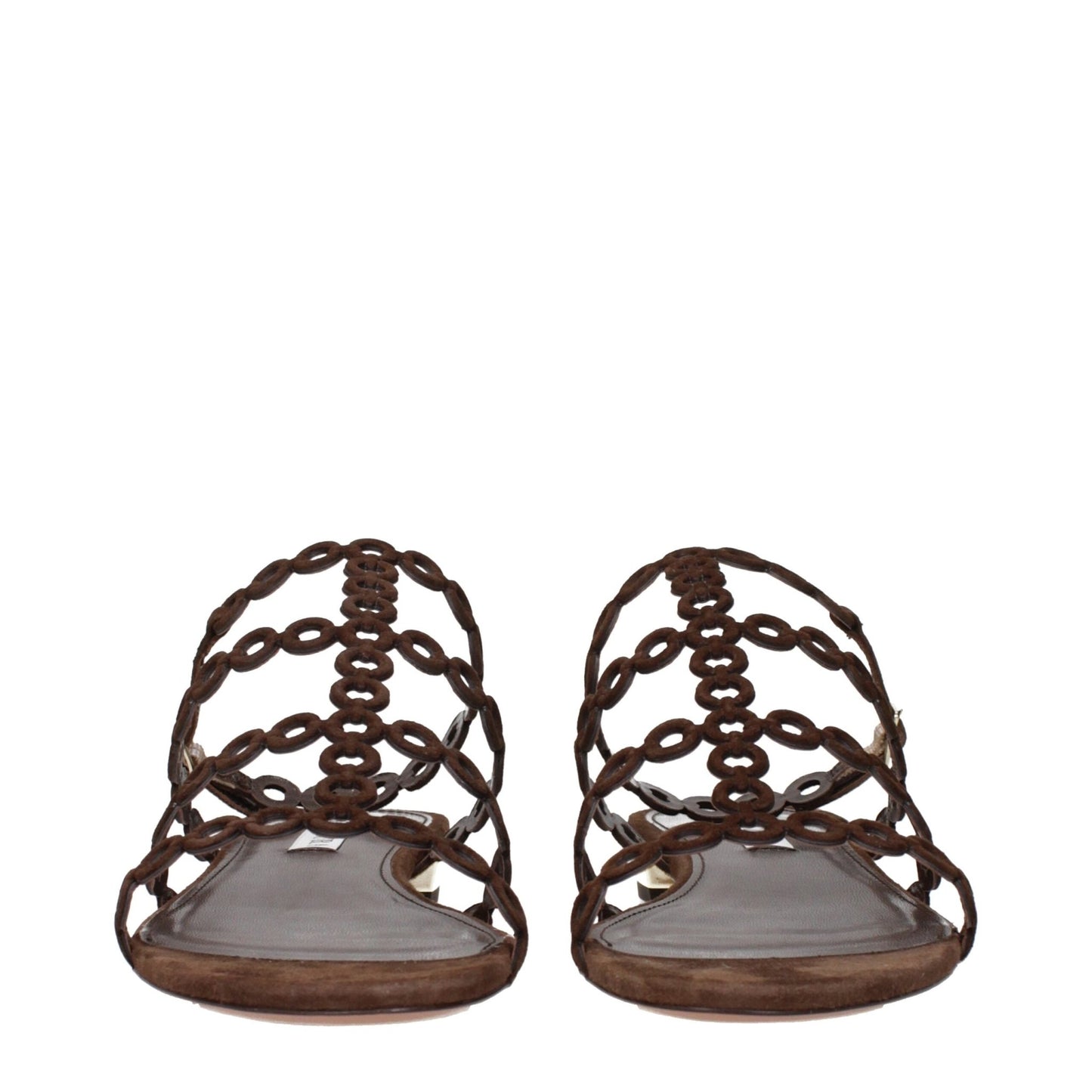 Aquazzura Brown Leather Flat Sandals – EU38/US8 par Aquazzura | Disponible sur Sandy Store ByNet