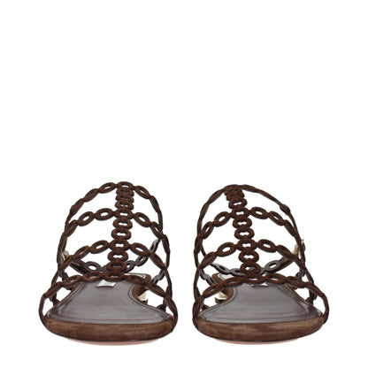 Aquazzura Brown Leather Flat Sandals – EU38/US8 par Aquazzura | Disponible sur Sandy Store ByNet