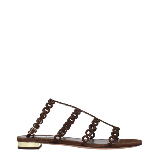 Aquazzura Brown Leather Flat Sandals – EU38/US8 par Aquazzura | Disponible sur Sandy Store ByNet