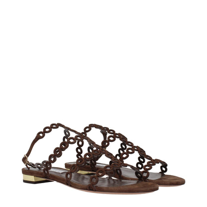 Aquazzura Brown Leather Flat Sandals – EU38/US8 par Aquazzura | Disponible sur Sandy Store ByNet