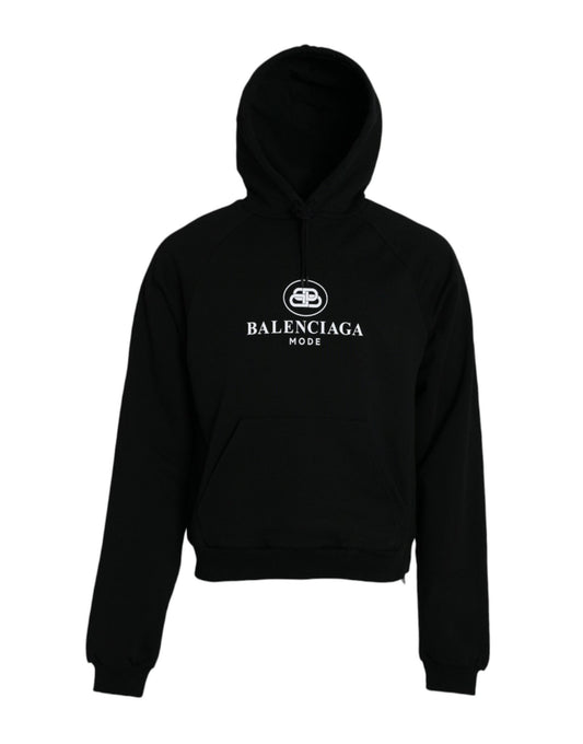 Balenciaga Black Cotton Logo Hooded Pullover Sweatshirt Sweater - Sandy Store ByNet