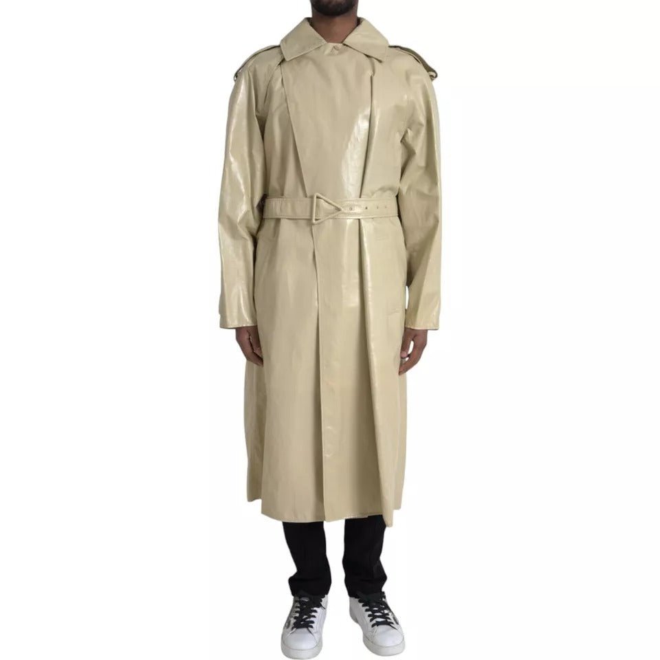 Bottega Veneta Beige Lambskin Leather Trench Coat Jacket – IT48 | M par Bottega Veneta | Disponible sur Sandy Store ByNet