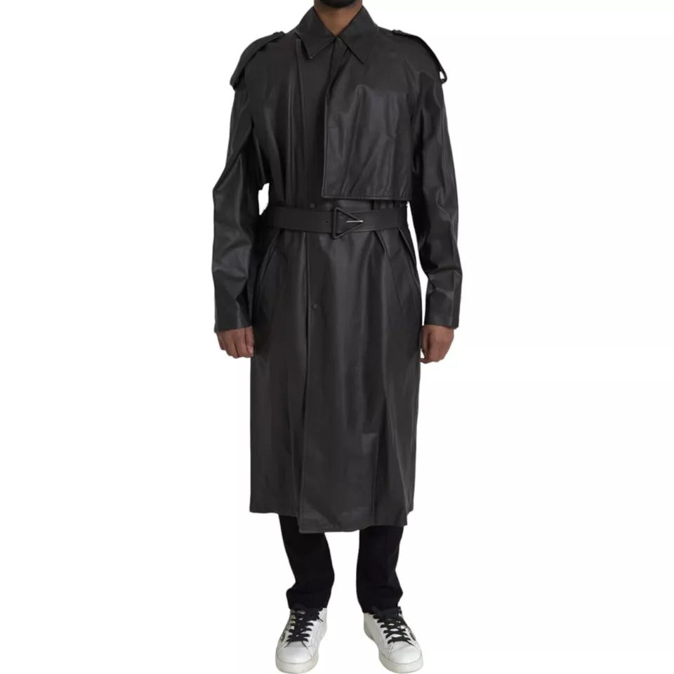 Bottega Veneta Black Leather Men Waterproof Trenchcoat Jacket – IT48 | M par Bottega Veneta | Disponible sur Sandy Store ByNet