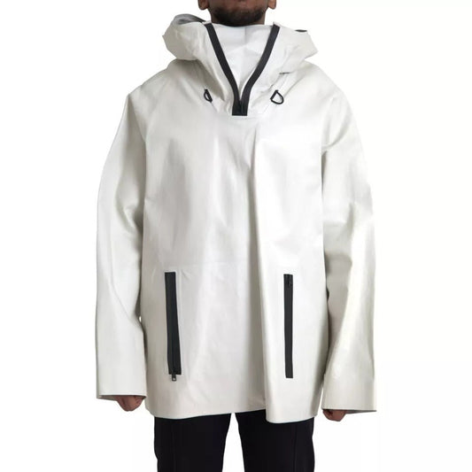 Bottega Veneta White Leather Men Waterproof Jacket Blouson - Sandy Store ByNet