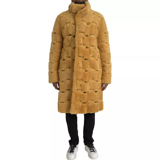 Bottega Veneta Yellow Wool Long Teddy Coat Jacket - Sandy Store ByNet