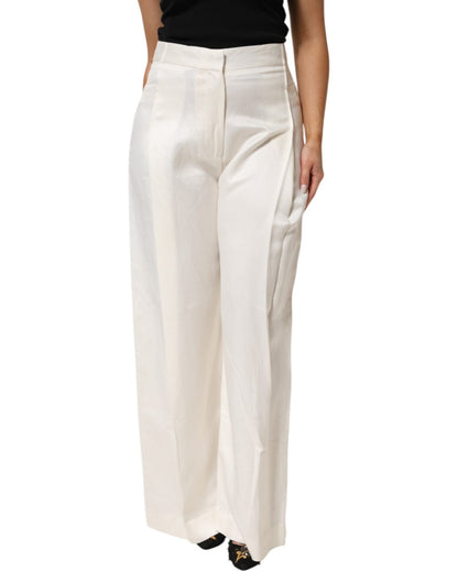 Brian Dales White Viscose Linen Wide Leg Palazzo Womens Pants – IT44 | L par Brian Dales | Disponible sur Sandy Store ByNet