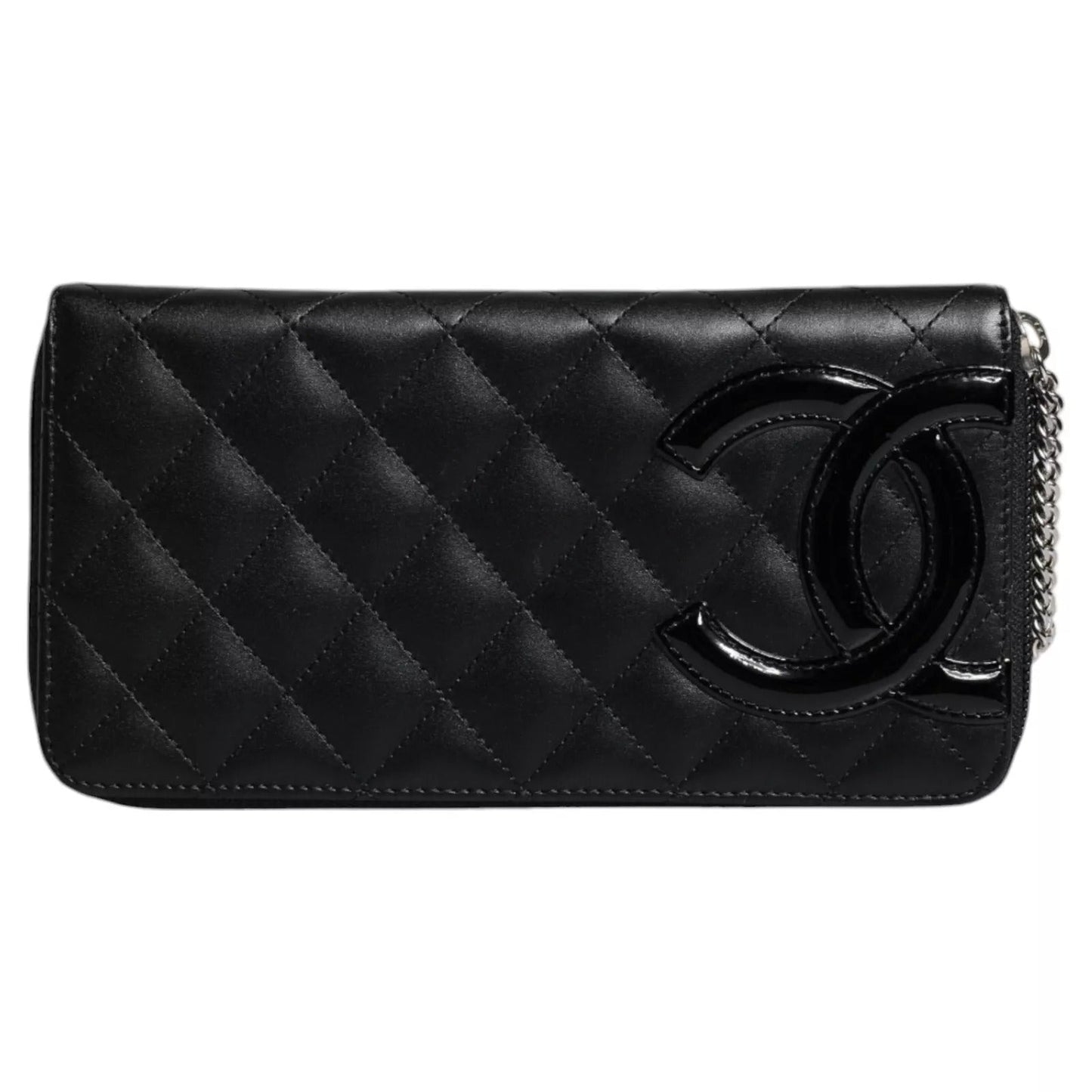Chanel Black Quilted Leather Logo CC Continental Zip Wallet – par Chanel | Disponible sur Sandy Store ByNet