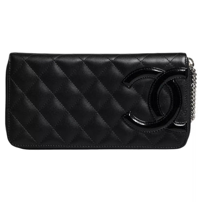 Chanel Black Quilted Leather Logo CC Continental Zip Wallet – par Chanel | Disponible sur Sandy Store ByNet