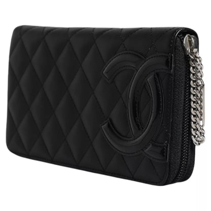 Chanel Black Quilted Leather Logo CC Continental Zip Wallet – par Chanel | Disponible sur Sandy Store ByNet