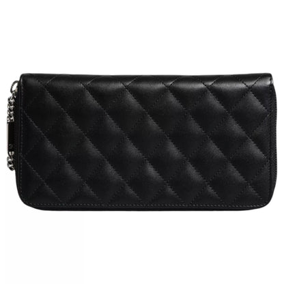 Chanel Black Quilted Leather Logo CC Continental Zip Wallet – par Chanel | Disponible sur Sandy Store ByNet