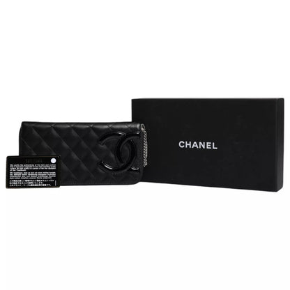 Chanel Black Quilted Leather Logo CC Continental Zip Wallet – par Chanel | Disponible sur Sandy Store ByNet