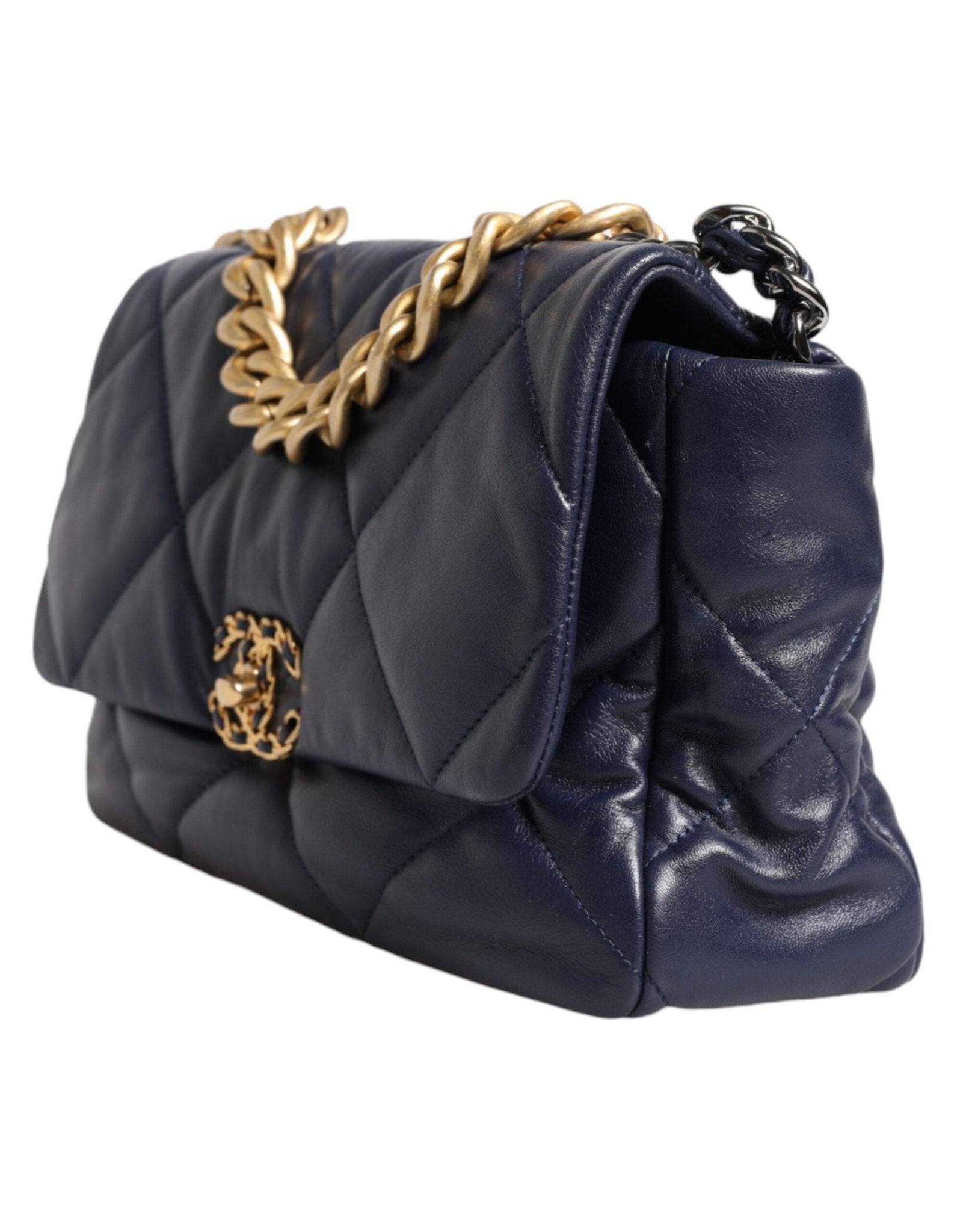 Chanel Blue Leather Large Quilted Chain Hand Shoulder Bag - Sandy Store ByNet