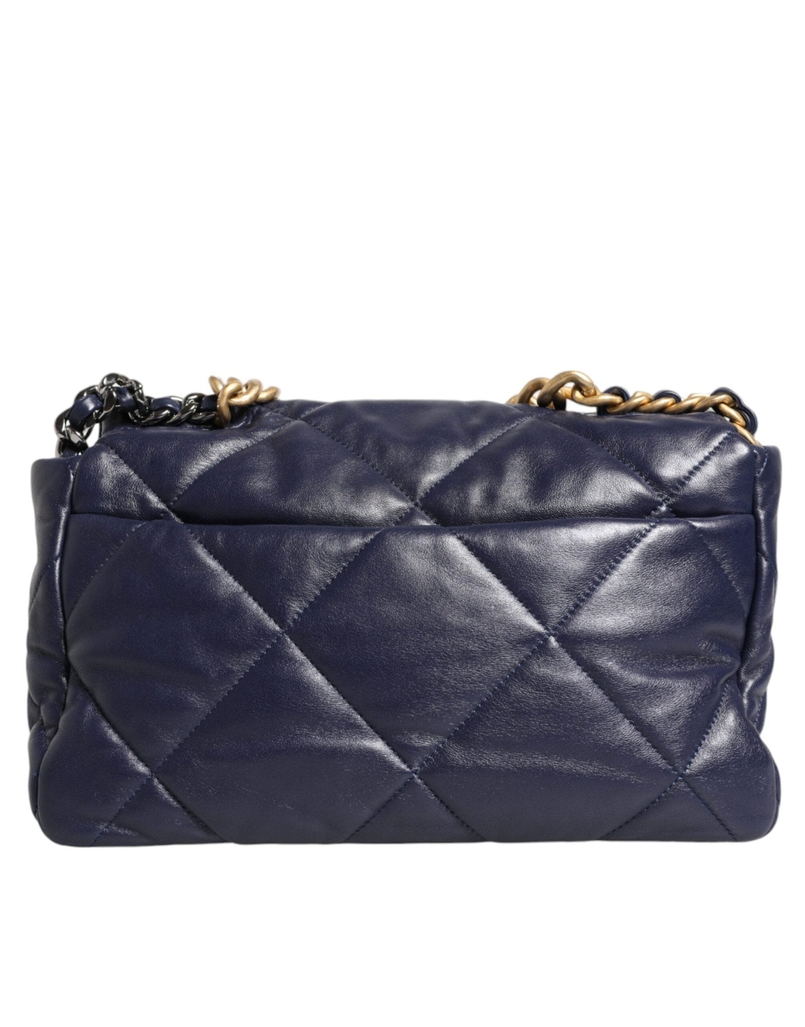 Chanel Blue Leather Large Quilted Chain Hand Shoulder Bag - Sandy Store ByNet