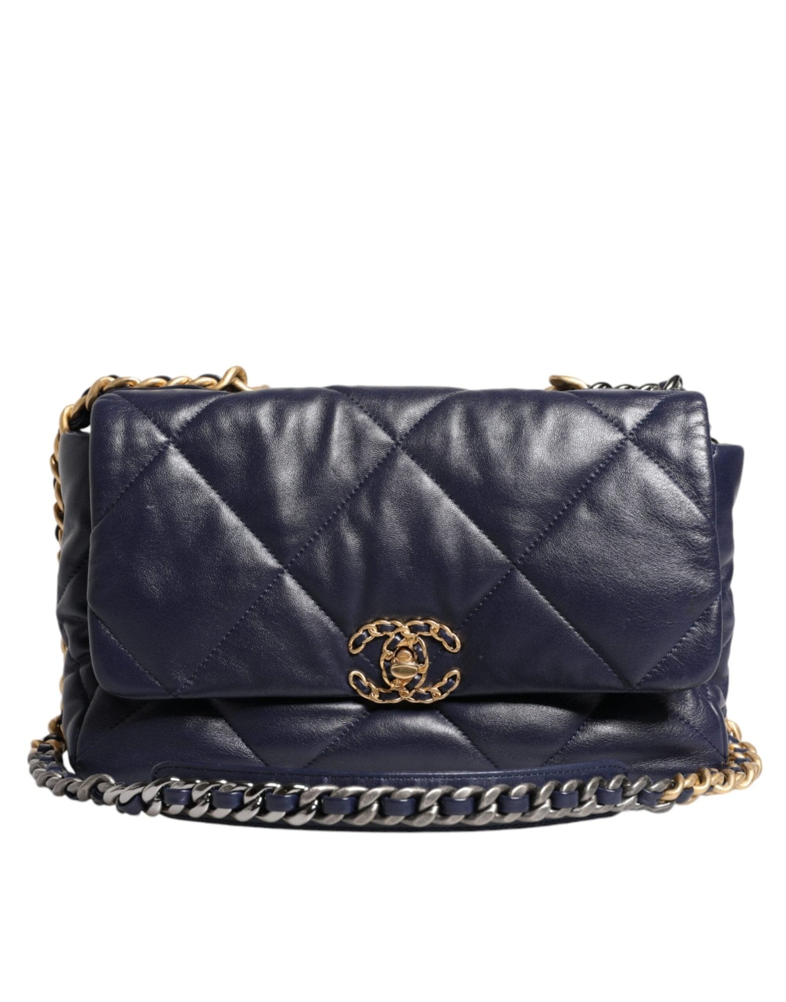 Chanel Blue Leather Large Quilted Chain Hand Shoulder Bag - Sandy Store ByNet