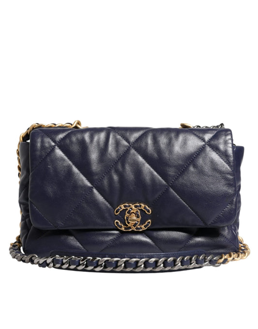 Chanel Blue Leather Large Quilted Chain Hand Shoulder Bag - Sandy Store ByNet