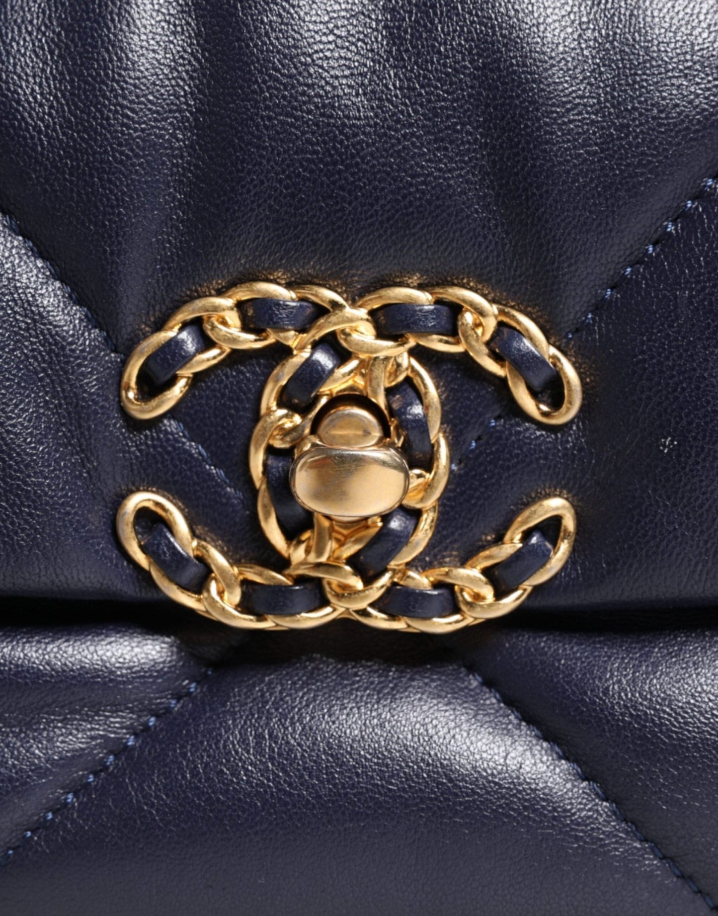 Chanel Blue Leather Large Quilted Chain Hand Shoulder Bag - Sandy Store ByNet