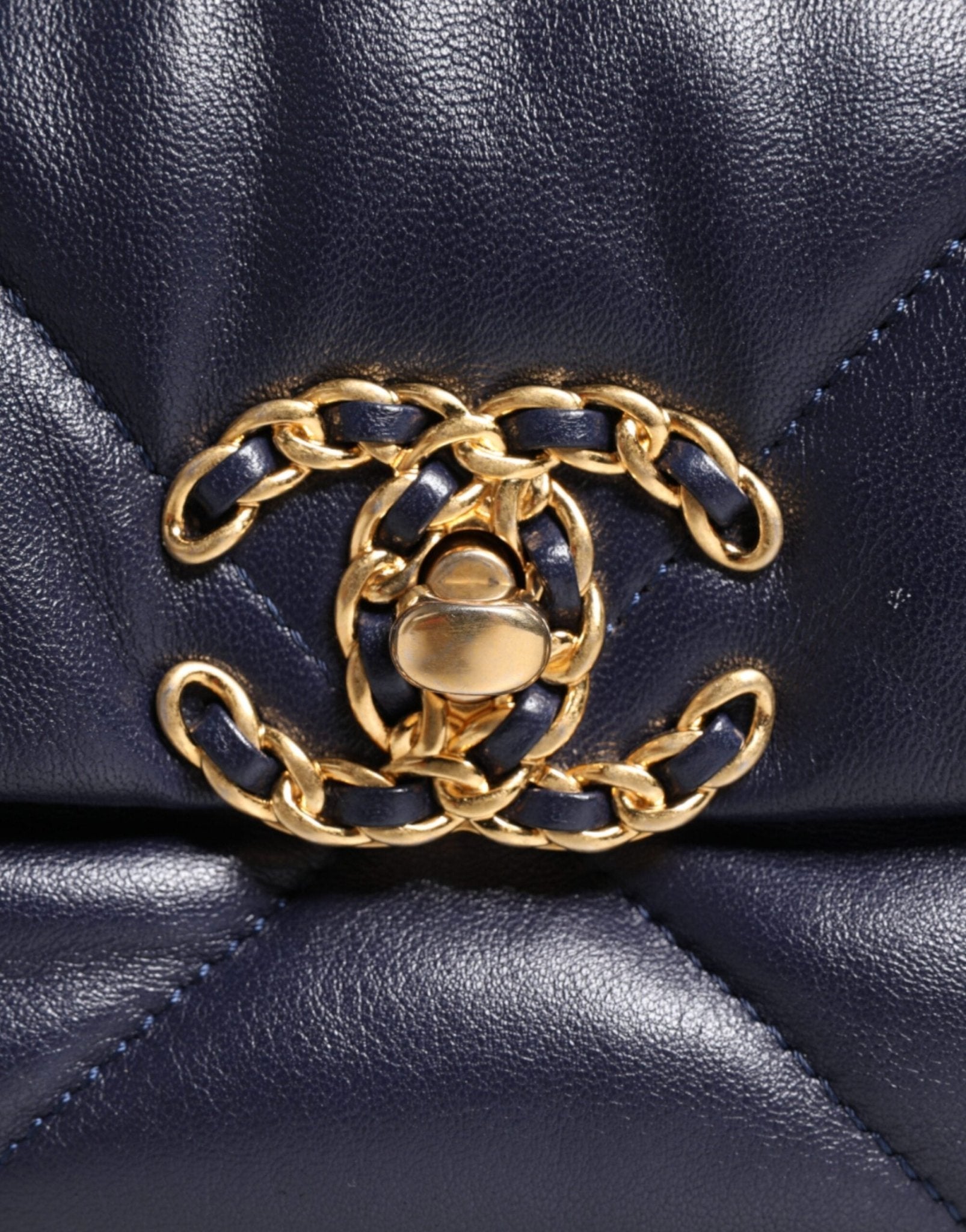 Chanel Blue Leather Large Quilted Chain Hand Shoulder Bag - Sandy Store ByNet
