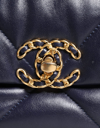 Chanel Blue Leather Large Quilted Chain Hand Shoulder Bag - Sandy Store ByNet