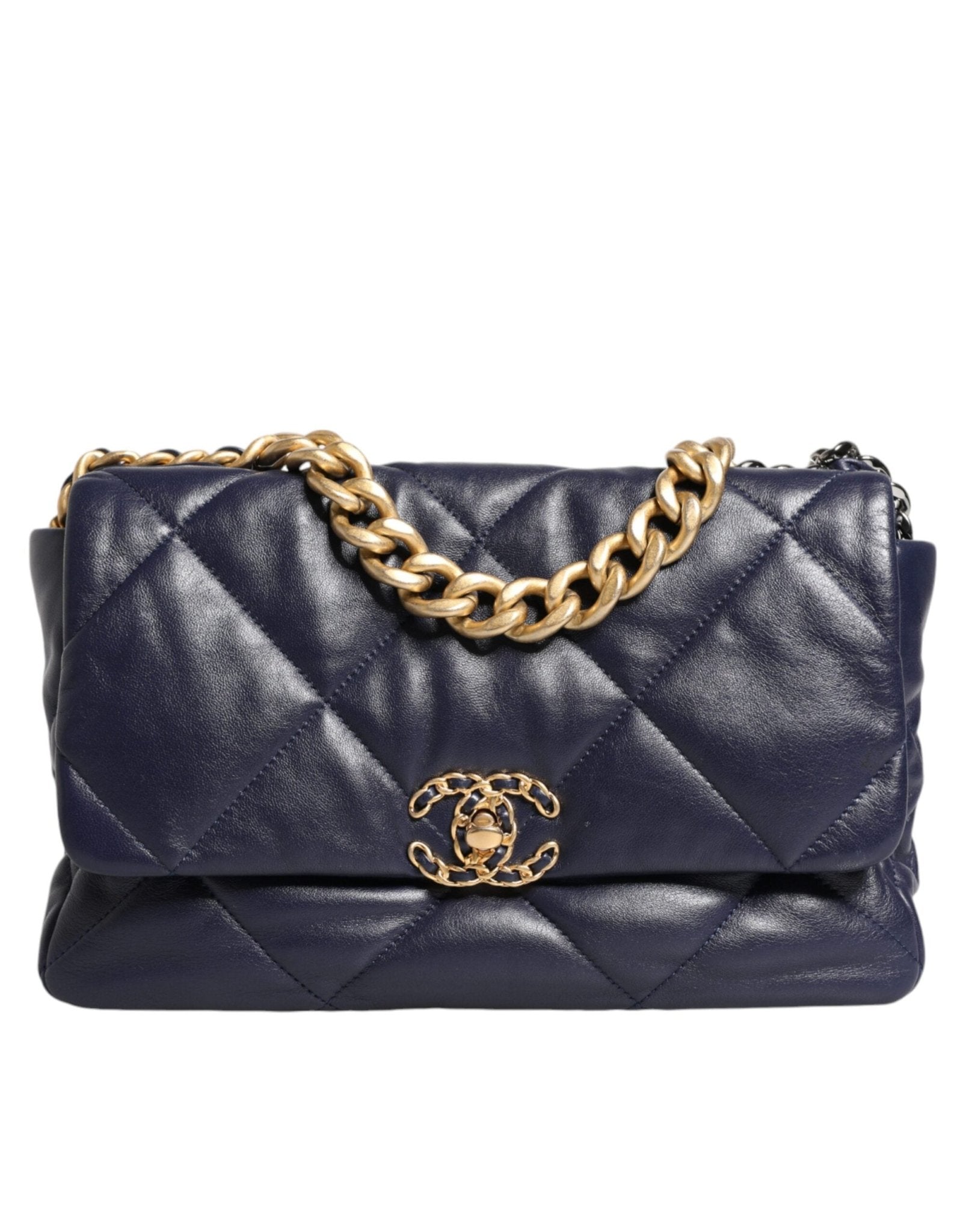 Chanel Blue Leather Large Quilted Chain Hand Shoulder Bag - Sandy Store ByNet