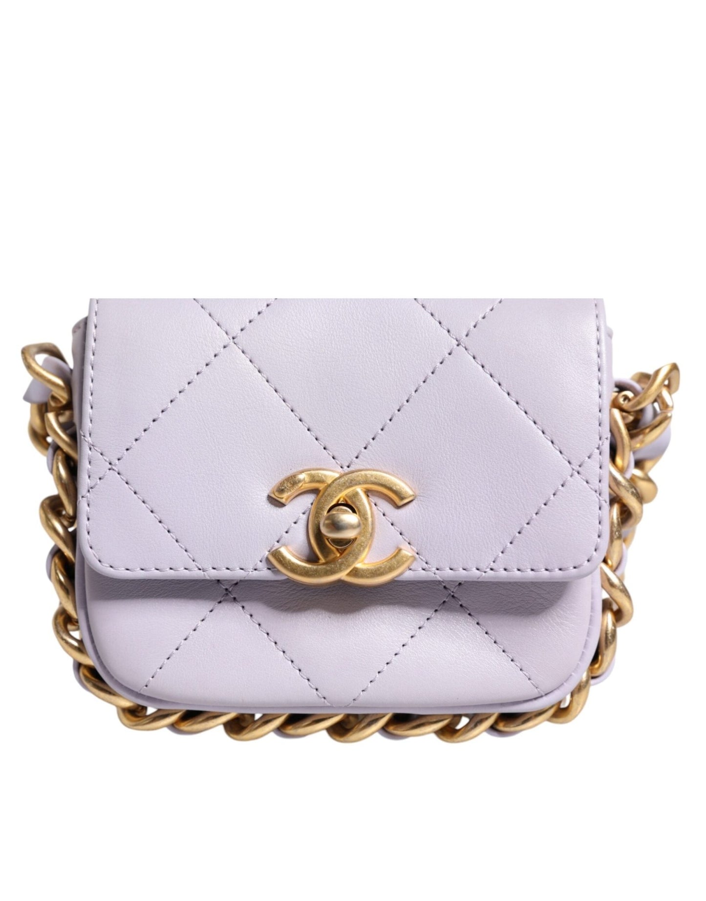 Chanel Blue Quilted Calfskin Framing Chain Flap Mini crossbody Bag - Sandy Store ByNet