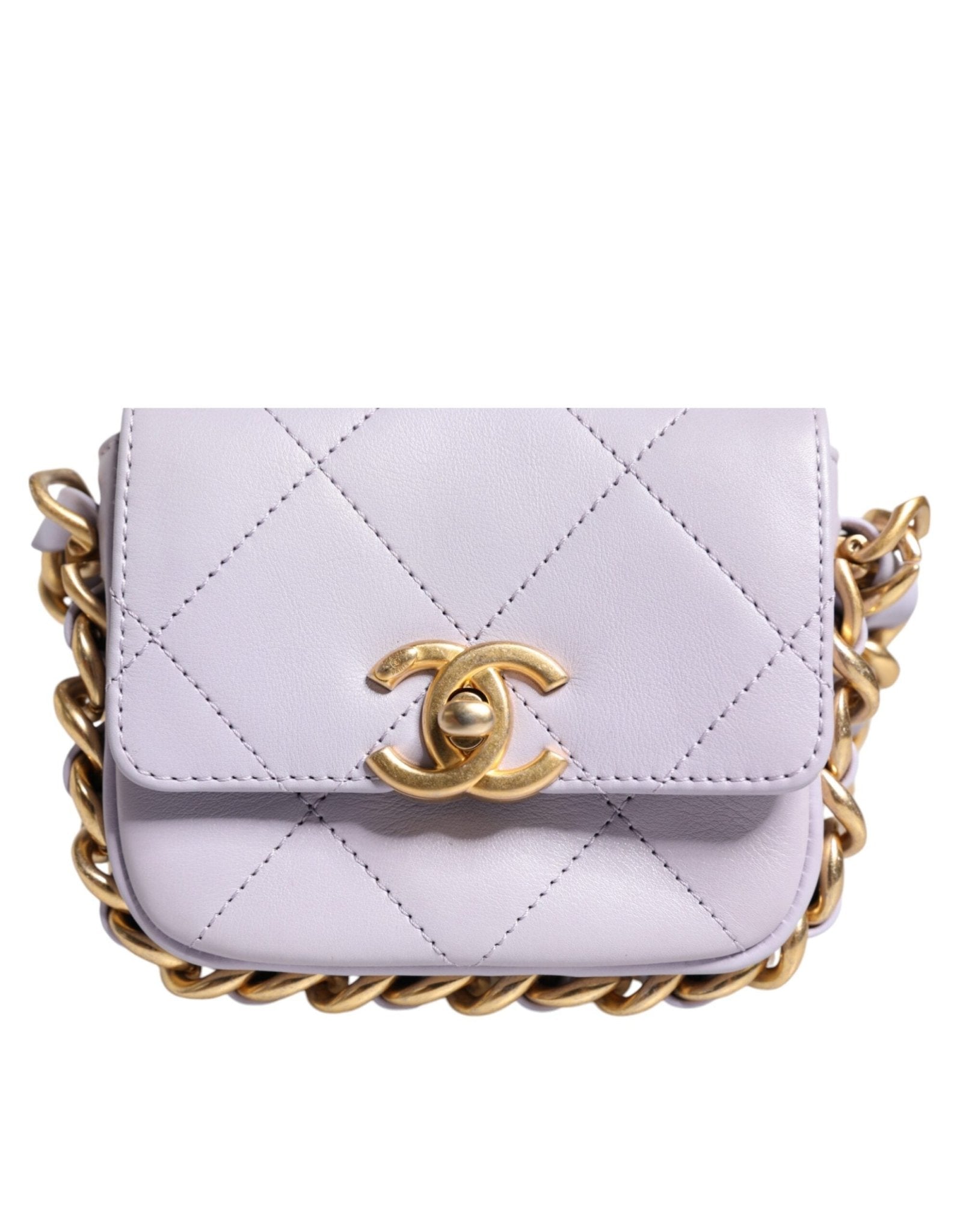 Chanel Blue Quilted Calfskin Framing Chain Flap Mini crossbody Bag - Sandy Store ByNet