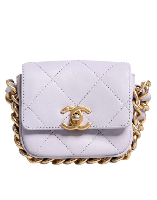 Chanel Blue Quilted Calfskin Framing Chain Flap Mini crossbody Bag - Sandy Store ByNet